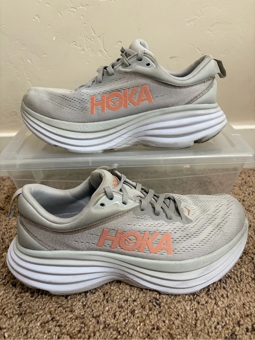 Hoka One One W Bondi 8 Wide Harbor Mist/Lunar Rock, Women's Size 8.5